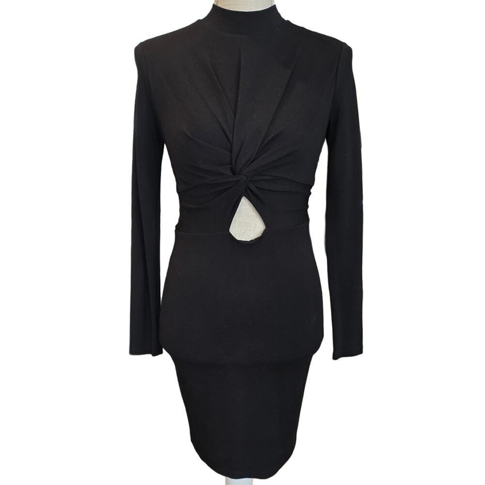 H&M Sexy Peekaboo Keyhole Mock Black Mini Dress Sz. 4